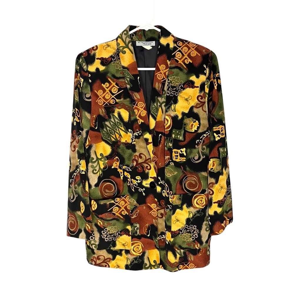 Kensington Square Vintage Women's 90's Blazer Polyester Pockets S USA Made